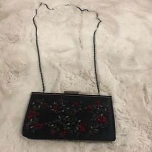 Black and red beaded chain purse